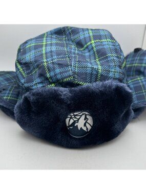 Minnesota Timberwolves Trapper Hat Winter Plaid Faux Fur Ear Flaps Jack Link's